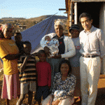 Rep. Ichiro Aisawa in a South African village ravaged by AIDS.