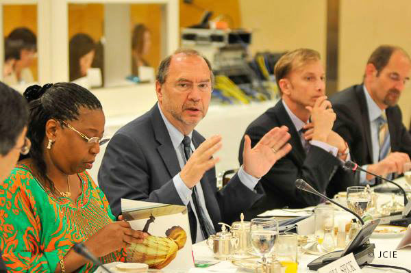 (Left to right) Senegalese Health Minister Awa Marie Coll-Seck, Director of the London School of Hygiene and Tropical Medicine and Hideyo Noguchi Africa Prize Laureate Peter Piot, and Global Fund Executive Director Mark Dybul